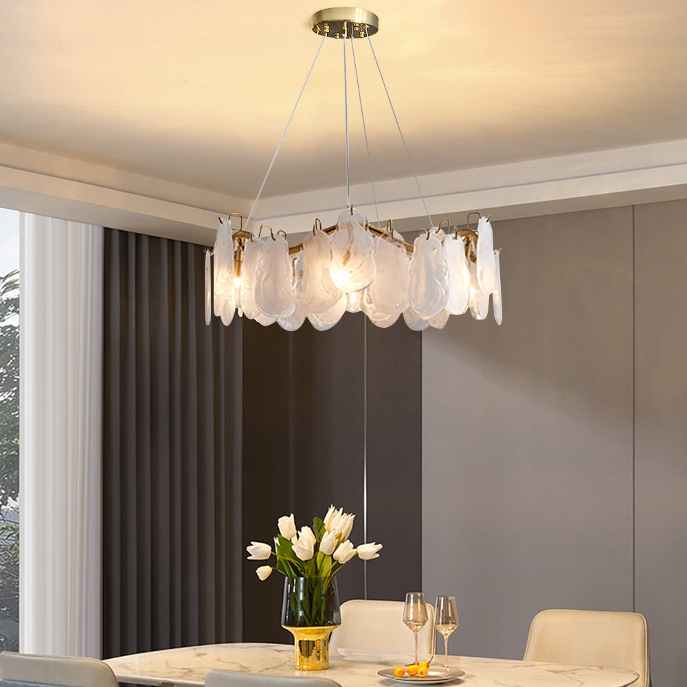 Postmodern 8-Light Tiered Cloud Glass Chandelier with Adjustable Cables