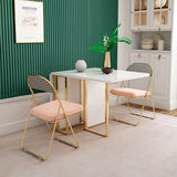 59" Modern Extendable Folding White Dining Table Set with 2 Chairs & Tempered Glass Top