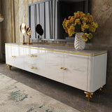 Modern Black TV Stand 4-Door 2-Drawer Luxurious Media Console-Richsoul-Furniture,Living Room Furniture,TV Stands