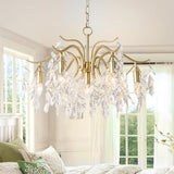 Modern 9-Light Crystal Tiered Chandelier in Champagne Gold