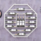 Industrial Black Octagonal Wall Mounted Wine Rack Wine Shelf in Steel