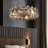 Modern 8-Light Tiered Crystal Chandelier with Adjustable Cables