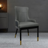 Modern Faux Leather Armed Orange Dining Chair with Metal Legs Set of 2