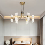 Modern 6-Light Acrylic LED Gold Sputnik Chandelier for Living Room