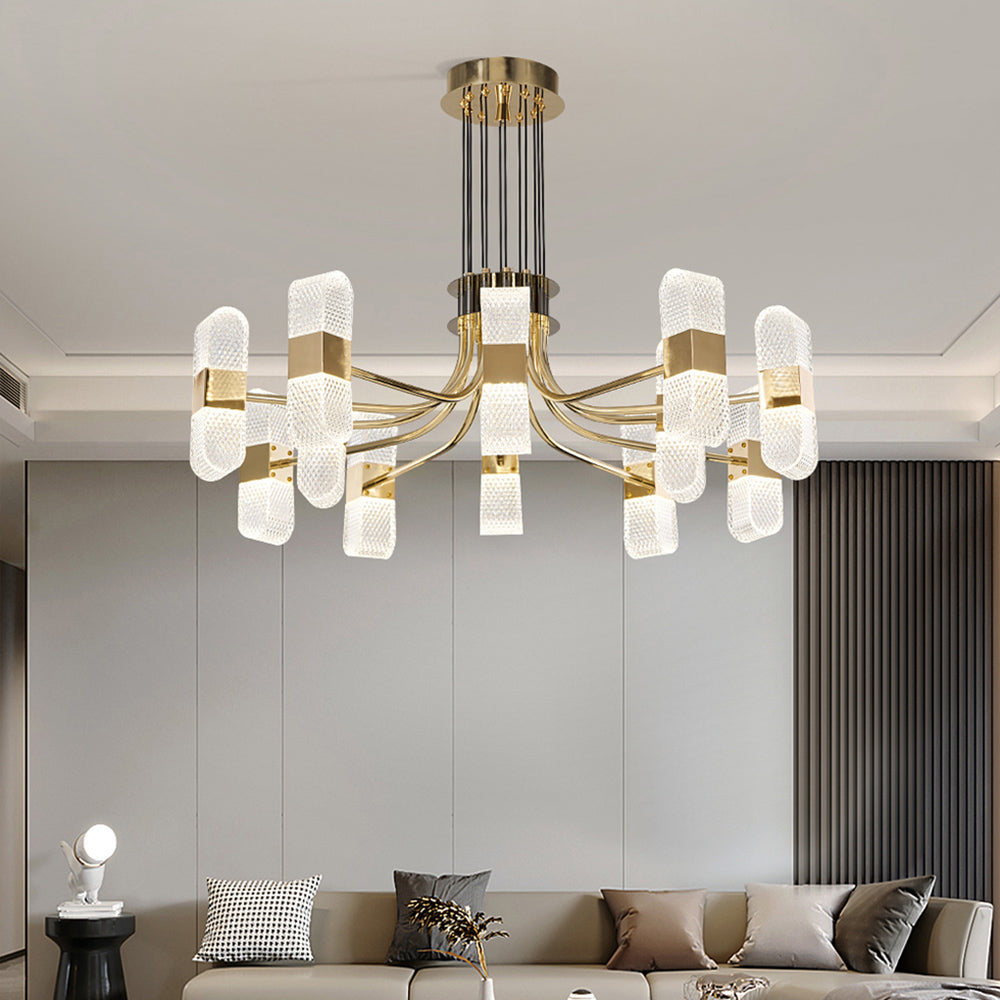 Modern 6-Light Acrylic LED Gold Sputnik Chandelier for Living Room
