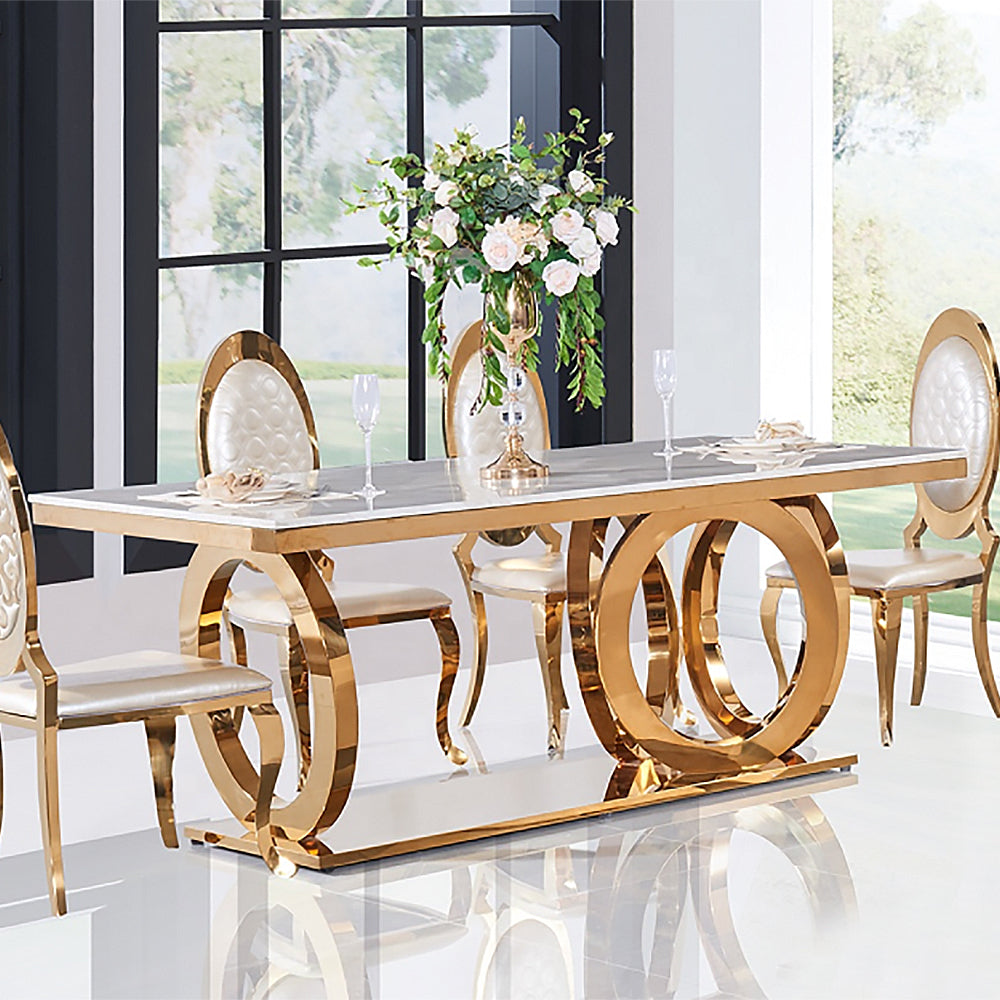 79" Contemporary Rectangle Dining Table with Stainless Steel Base