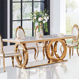 79" Contemporary Rectangle Dining Table with Stainless Steel Base
