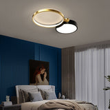 Multi-Circles 5-Light LED Flush Mount Ceiling Light in Black & Gold