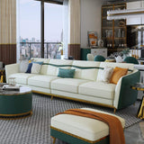 110.2" Modern Faux Leather 4-Seater Sofa with Stainless Steel Frame-Furniture,Living Room Furniture,Sofas & Loveseats