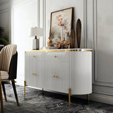 55.1" Modern Marble Top Buffet & Sideboard Doors & Drawers & Shelves