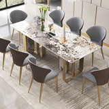 79" Contemporary Rectangle Stone & Stainless Steel Dining Table