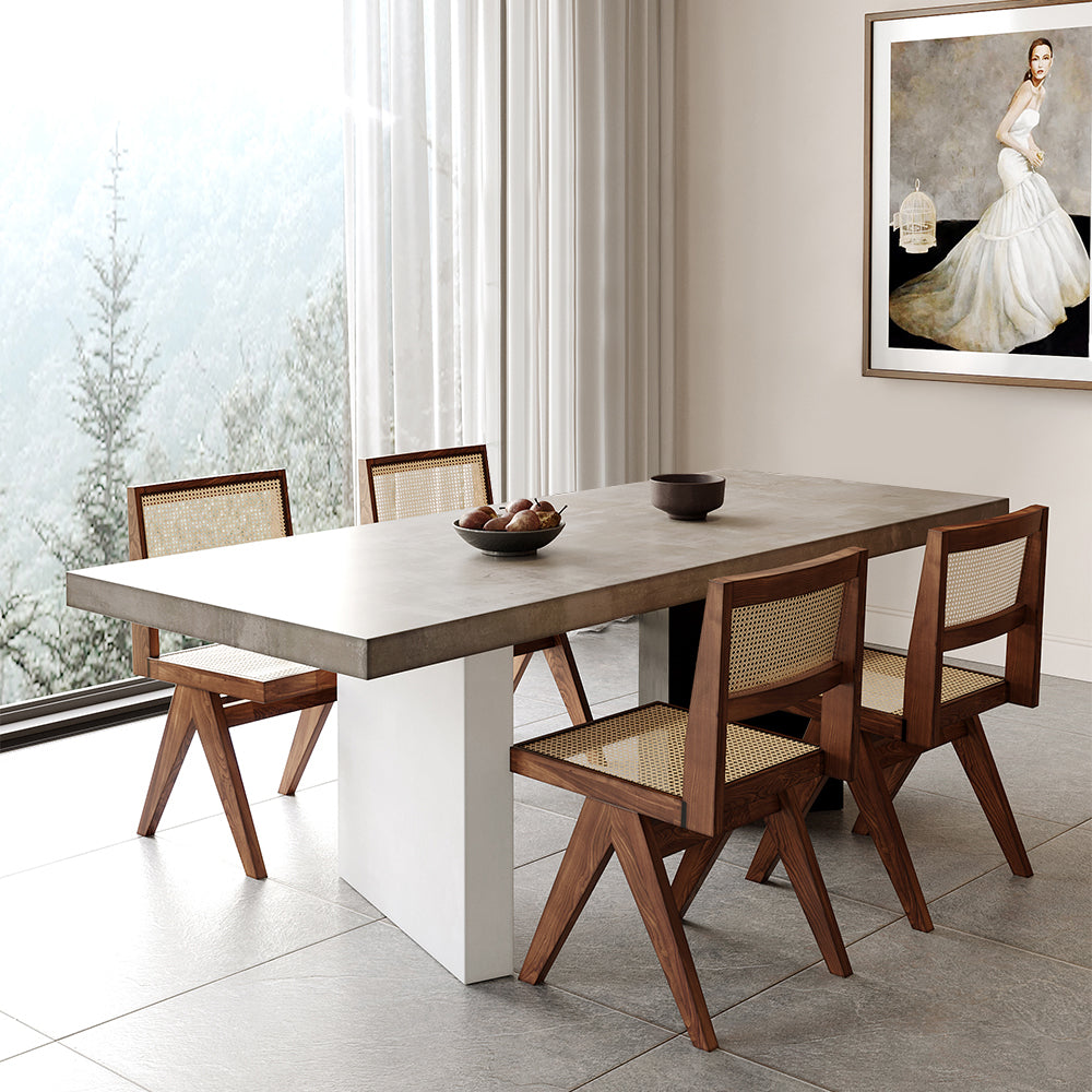 71" Farmhouse Natural Wooden Dining Table for 6 Person Double Pedestal