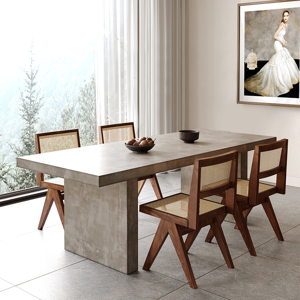 71" Farmhouse Natural Wooden Dining Table for 6 Person Double Pedestal