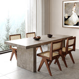 71" Farmhouse Natural Wooden Dining Table for 6 Person Double Pedestal