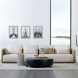 Modern Off-White 4-Seater Sofa PU Leather Upholstered with Side Table-Furniture,Living Room Furniture,Sofas & Loveseats