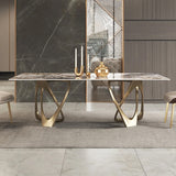 63" Contemporary Dining Table for 6 Seaters with Stone Top & Double Pedestal