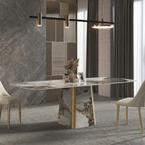 79" Rectangle Contemporary Stone Dining Table for 8 Seaters