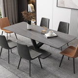 47.2" Modern Rectangle Stone Top Dining Table with Carbon Steel Base