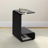 Modern Clear Acrylic End Table with Storage C-Shaped Side Table-Richsoul-End & Side Tables,Furniture,Living Room Furniture