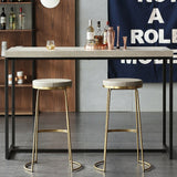 Gold & Beige PU Leather Upholstered Round Bar Height Stool Backless Set of 2
