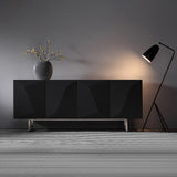 Modern White Buffet Sideboard Kitchen Sideboard Cabinet with 4 Doors Adjustable Shelves