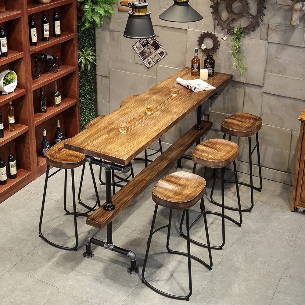 51" Retro Rectangular Bar Table Natural Industrial Pub Table