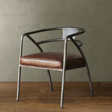 Industrial Gray and Brown Upholstered Dining Chair Set of 2