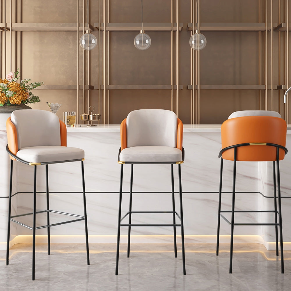 Counter Height Bar Stool Upholstered PU Leather Counter Stool with Footrest
