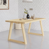 63" Natural Rectangular Dining Table Pine Wood Table for Dining