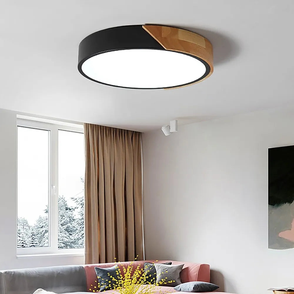 Modern LED Drum Shaped Medium Flush Mount Ceiling Light in White Dimmable