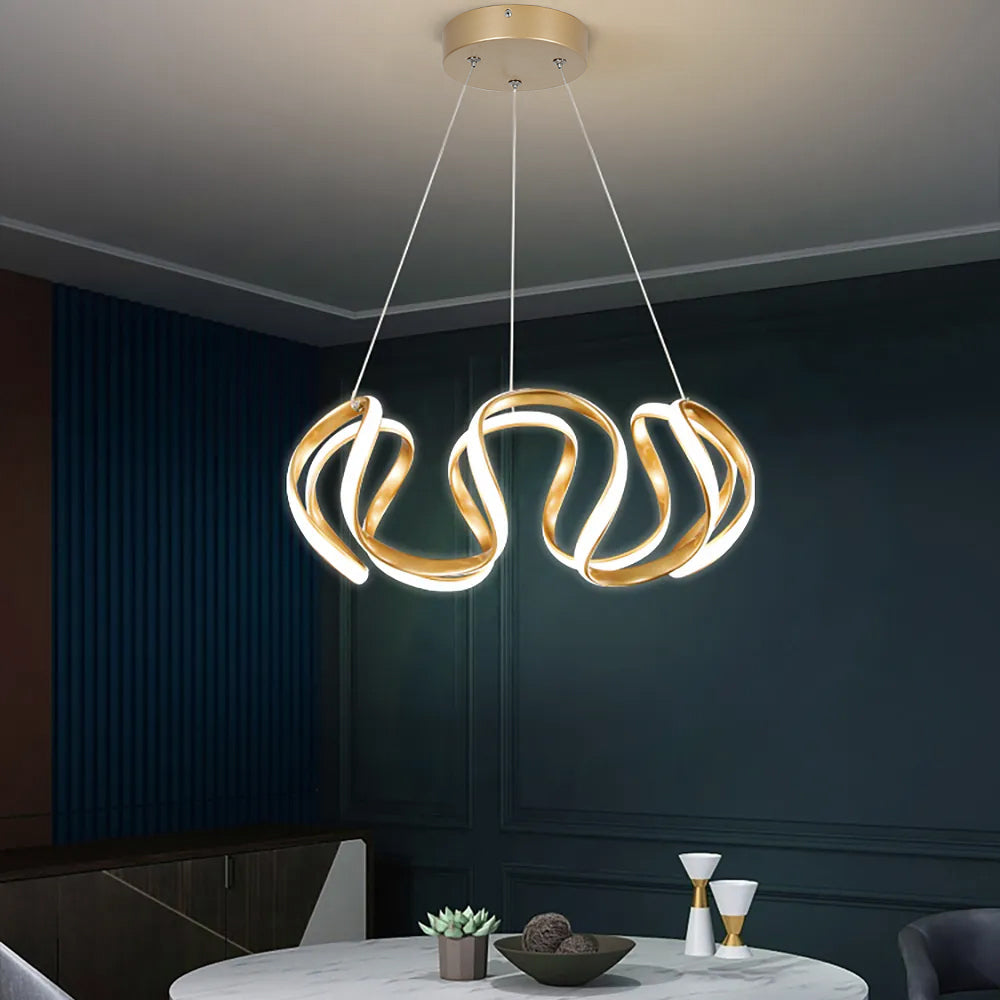 Rola Gold LED Unique Geometric Pendant Light Haning Ceiling Light