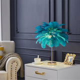 White Feather Gold Table Lamp Unique Modern Style