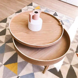 Modern Round Wood Rotating Tray Coffee Table with Storage & Metal Legs in Black-Richsoul-Coffee Tables,Furniture,Living Room Furniture