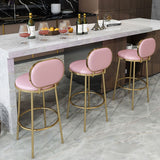 Modern Beige Faux Leather Upholstery Round Counter Stool with Back