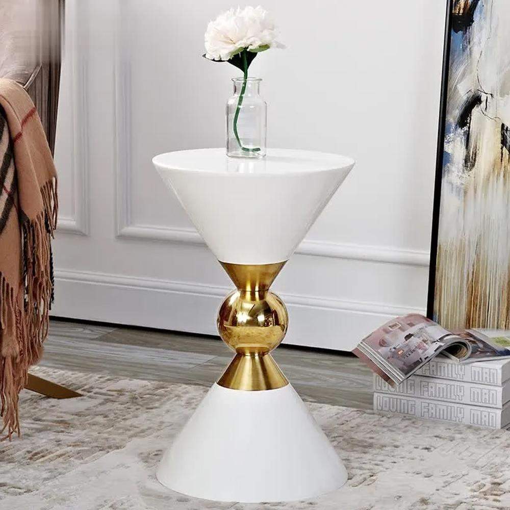 Modern Round Black End Table of Hourglass Fiberglass in Small-Richsoul-End & Side Tables,Furniture,Living Room Furniture