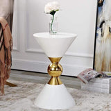 Modern Round Black End Table of Hourglass Fiberglass in Small-Richsoul-End & Side Tables,Furniture,Living Room Furniture