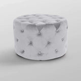 Tufted Ottoman Light Gray Velvet Ottoman Coffee Table Tufted Cocktail Ottoman Round-Richsoul-Furniture,Living Room Furniture,Ottomans & Benches