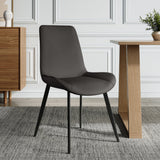 Modern Gray Upholstered Dining Chairs PU Leather Set of 2