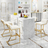 Black PU Leather Bar Stool & Counter Stool Gold Legs with Footrest