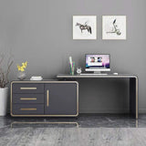 Modern Gray 55" L-Shaped Desk Corner Computer Desk with Cabinet-Desks,Furniture,Office Furniture