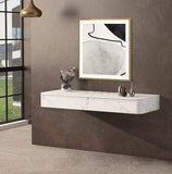 47" Modern White Floating Desk Wall Mounted Writing Desk with 2-Drawer Stone-Desks,Furniture,Office Furniture