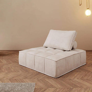 Beige Modular Armless Lounge Chair Leath-Aire Upholstered-Richsoul-Chairs & Recliners,Furniture,Living Room Furniture