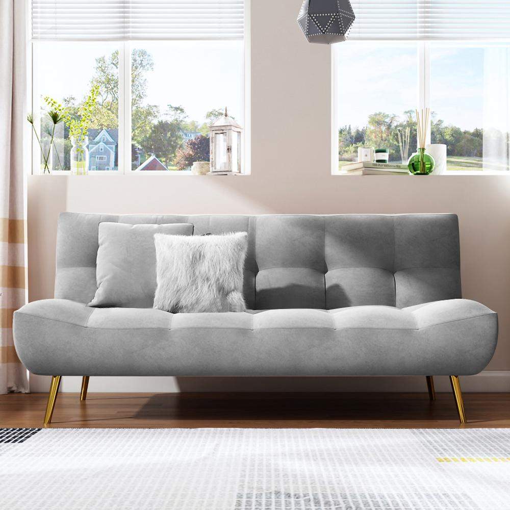 71" Pink Sleeper Sofa Bed Convertible Sofa Couch Velvet Upholstery-Richsoul-Daybeds,Furniture,Living Room Furniture