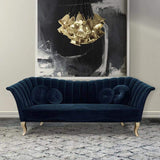 86.6" Black Velvet Upholstered Sofa Channel Tufted 3-Seater Sofa in Gold-Richsoul-Furniture,Living Room Furniture,Sofas & Loveseats