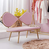 Pink 49" Bowknot Loveseat Velvet Upholstered Sofa in Gold Legs-Richsoul-Furniture,Living Room Furniture,Sofas & Loveseats
