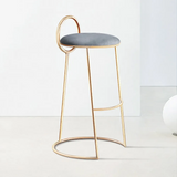 Black Modern Velvet Kitchen Counter Height Bar Stool with Gold Legs