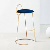 Black Modern Velvet Kitchen Counter Height Bar Stool with Gold Legs
