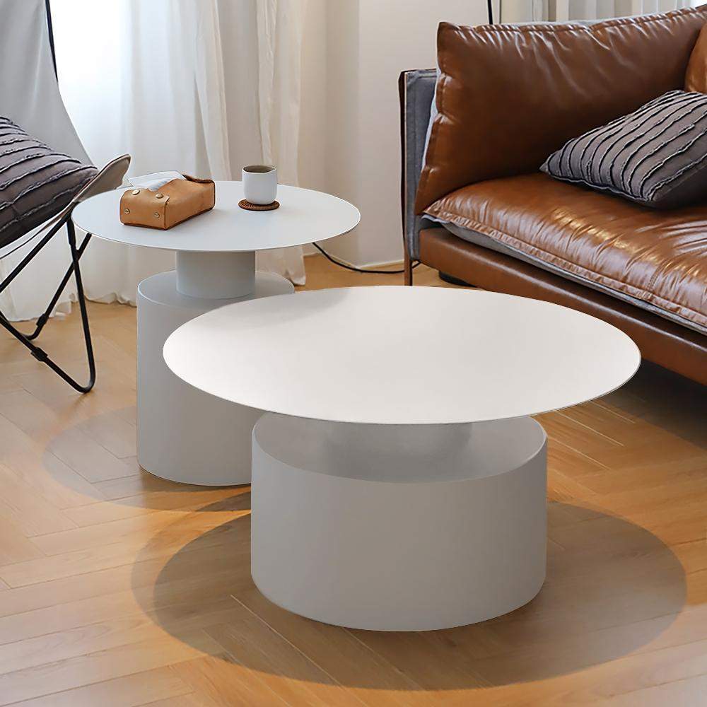 Black Round Coffee Table Metal Accent Table Set of 2-Richsoul-Coffee Tables,Furniture,Living Room Furniture