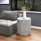 Light Gray Side Table Round Cement End Table for Living Room-Richsoul-End & Side Tables,Furniture,Living Room Furniture