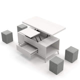 5 Pieces Lift Top Coffee Table Set with Storage Convertible Dining Table with Ottomans-Richsoul-Coffee Tables,Furniture,Living Room Furniture